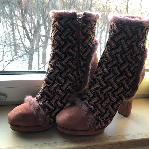 Clay Pink Missoni Fur and Suede Boots - Picture 3 of 3